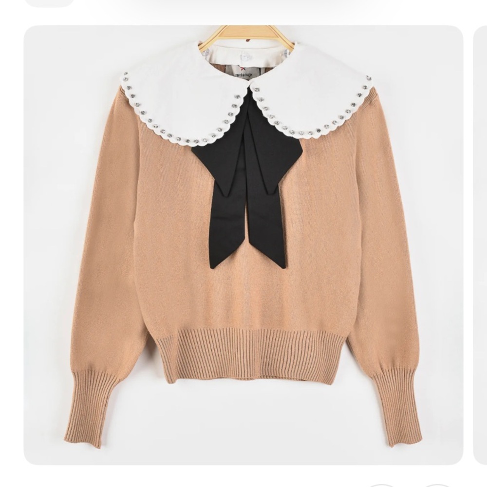 Melange Collar Sweater - Tan